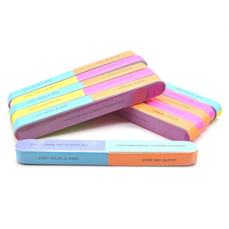 极速New 10 Pcs Neon Color 7 Side CNail File Buffing Block Na