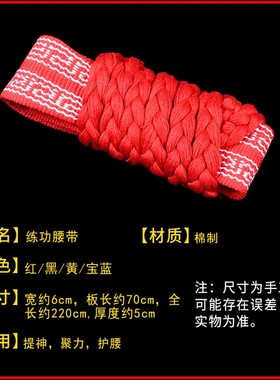 极速正龙戏装 戏曲练功带纯棉加厚武术太极带板带V护腰带儿童练功