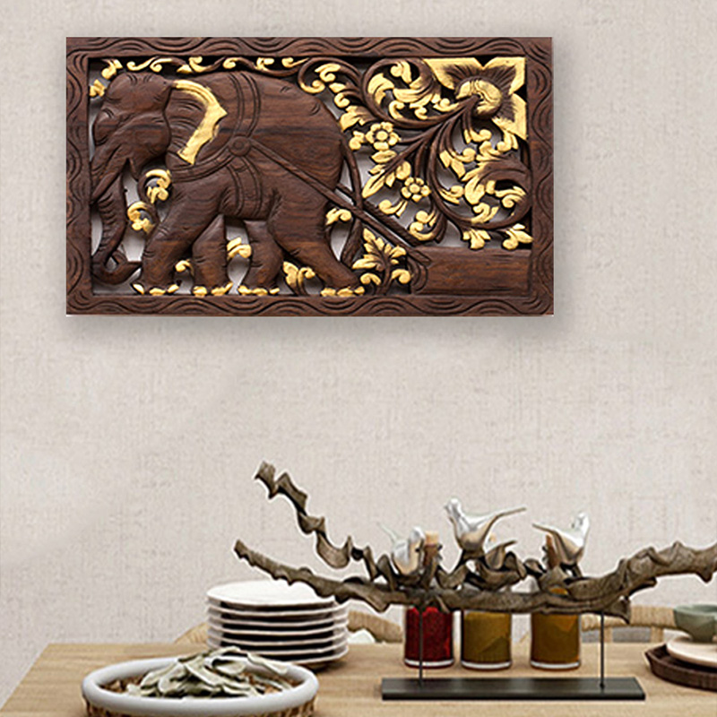 极速泰国实木雕刻电表箱装饰画餐厅E配电箱装饰盒遮挡箱电闸箱复