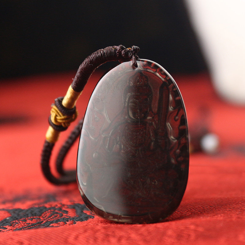 极速文殊菩萨吊坠冰种黑曜石本命佛属兔十二生肖男女士Y八大守护