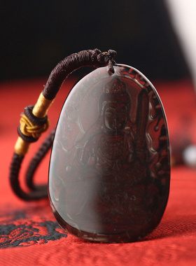 极速文殊菩萨吊坠冰种黑曜石本命佛属兔十二生肖男女士Y八大守护