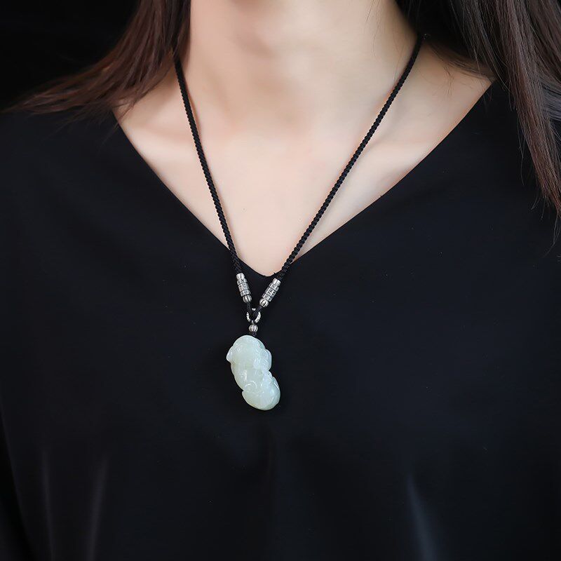 极速手工编织纯银高端无事牌吊坠挂绳F翡翠玉佩和田玉本命佛挂脖