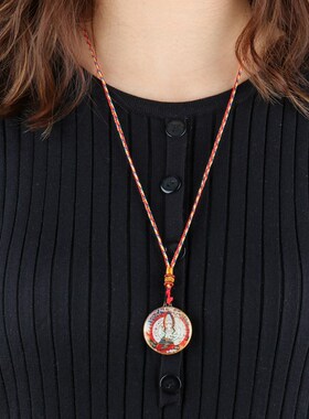 新品随身挂件佩带饰品像章大白z伞文殊画像双面工艺毛衣链唐卡吊