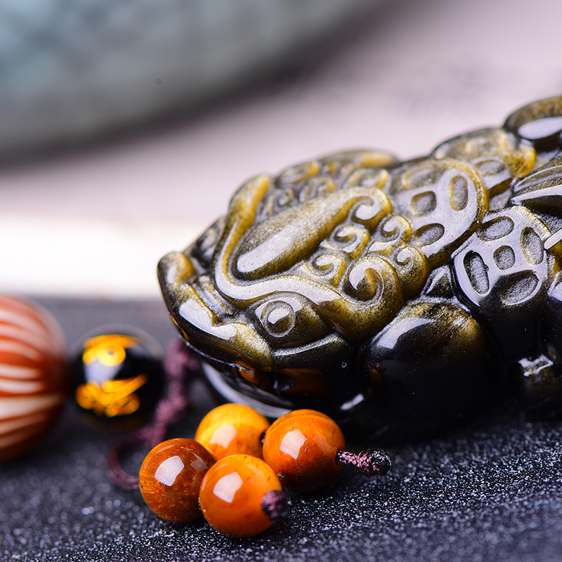 极速红绡天然黑曜石貔貅吊坠皮丘B车钥匙扣挂件男女金曜石貔恘貔