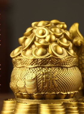 极速黄铜麒麟摆j件一对财运家居装饰品家居客厅玄关办公室电视柜