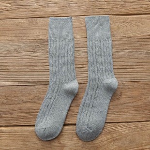 Wtinter Keep Color Knit Solid Socks Women 极速Fashion Warm