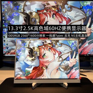 极速13.3寸2K便携显示器高清2.5k副屏switch一线U通高色域窄边便