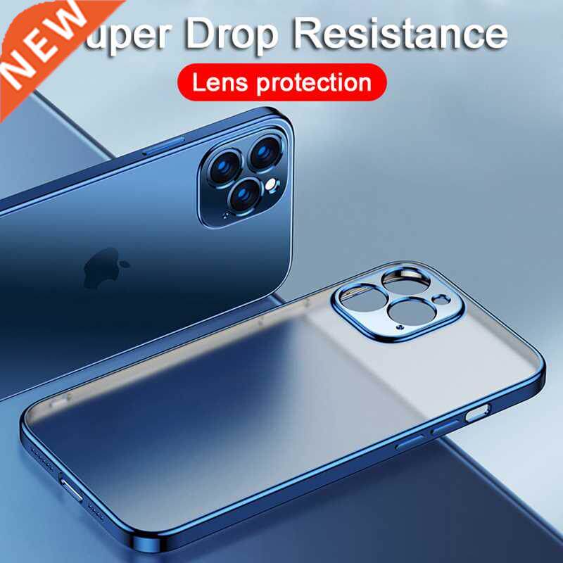 极速Luxury Platilng Square Frame Silicone Transparent Case o