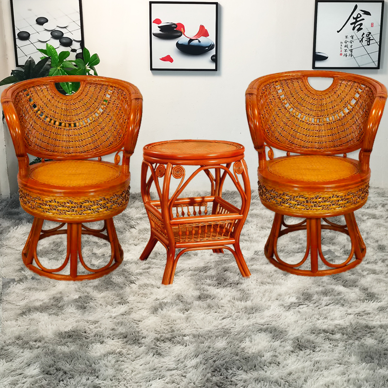 极速藤椅单人阳台天然真藤三件套茶D桌椅组合腾椅茶几家用靠背滕