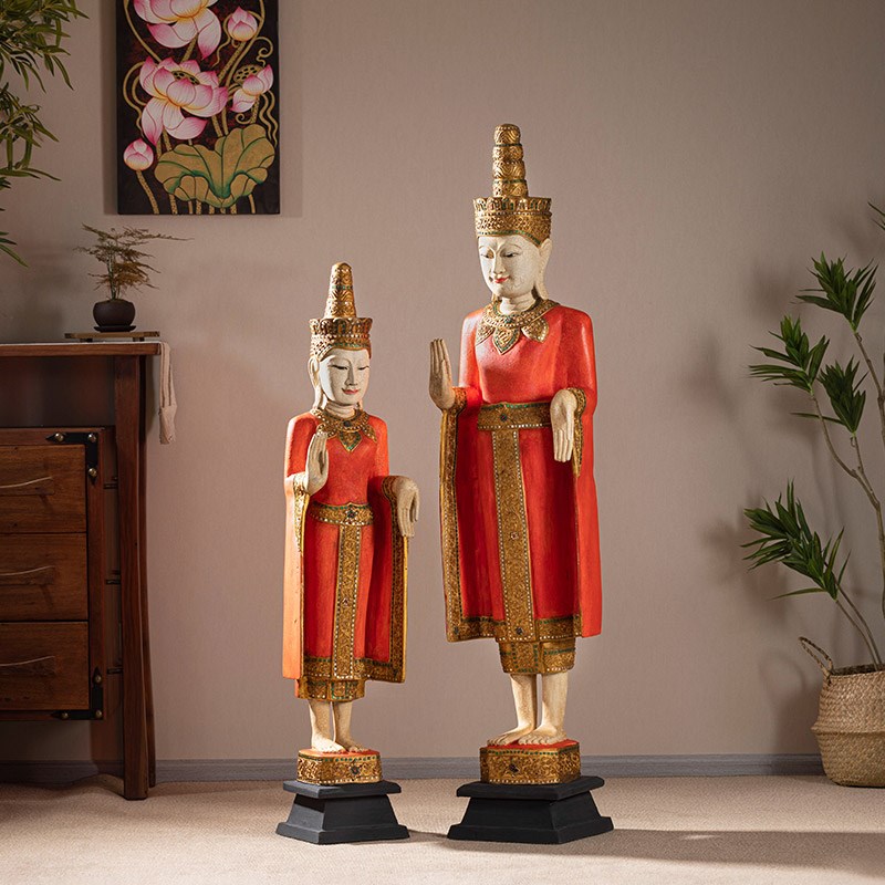 极速泰式餐厅迎宾人偶佛像摆件木雕工艺品M创意摆设奶茶店酒店落