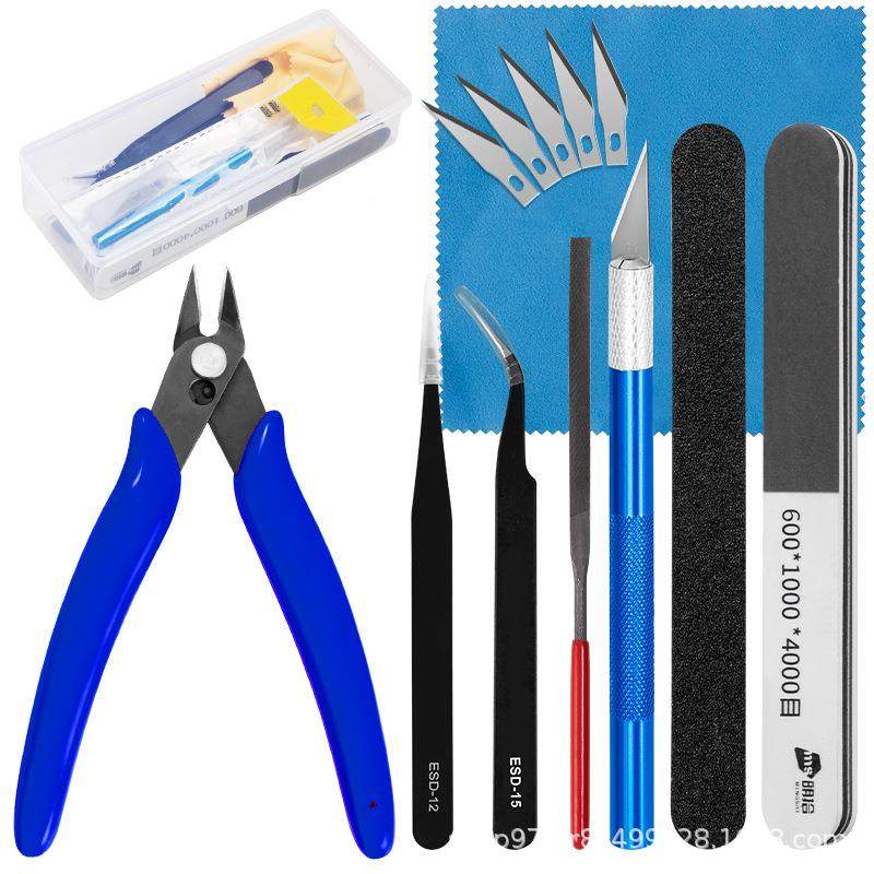 跨境高达模型拼装工具盒装收纳款剪钳刻刀镊子打磨抛光块组合,五金/工具,家用工具组套,淘宝优惠券,粉丝福利购,淘宝优惠卷