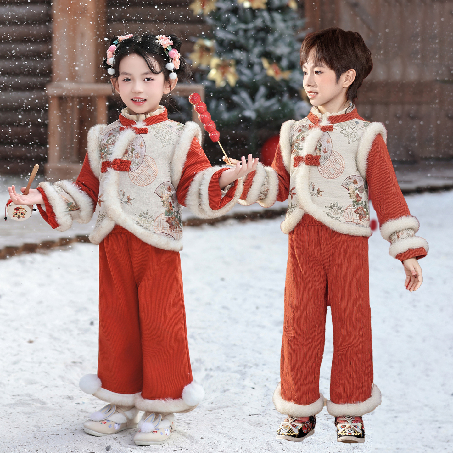 新中式风女童拜年服冬季刺绣