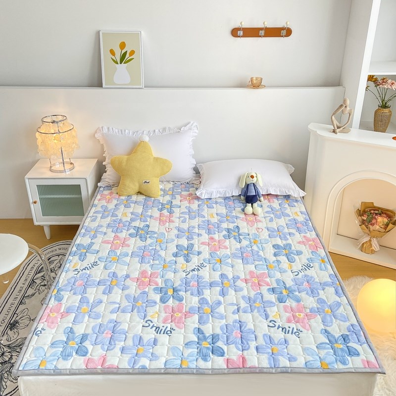 极速牛奶绒床盖冬季保暖床垫褥A子毛毯家用软垫床罩防滑床单保护