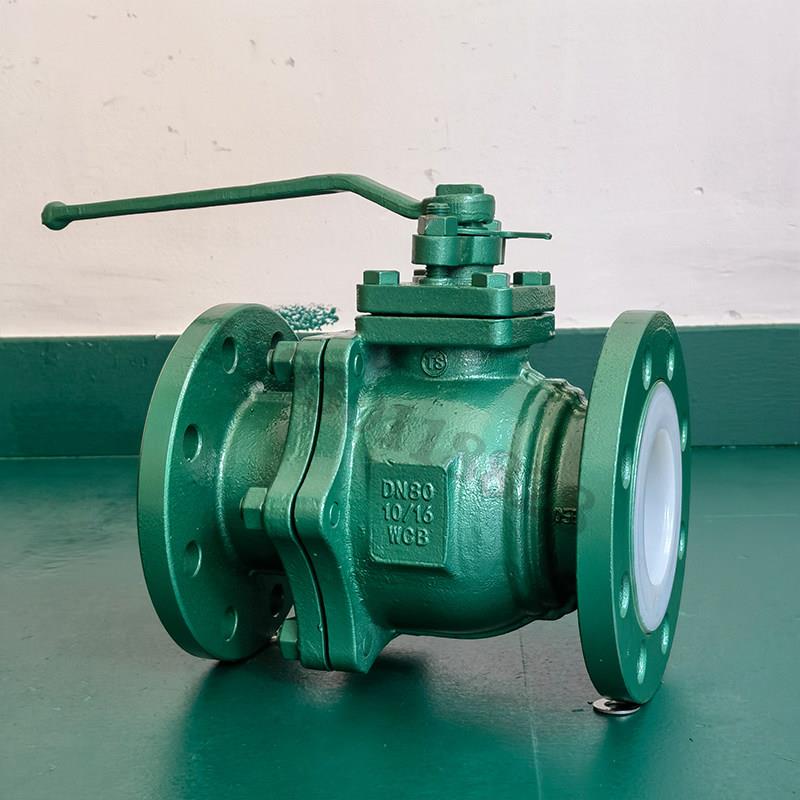 极速衬氟球阀DN80铸钢衬四氟q41f4E6防腐蚀耐酸碱液氯罐底304四氟