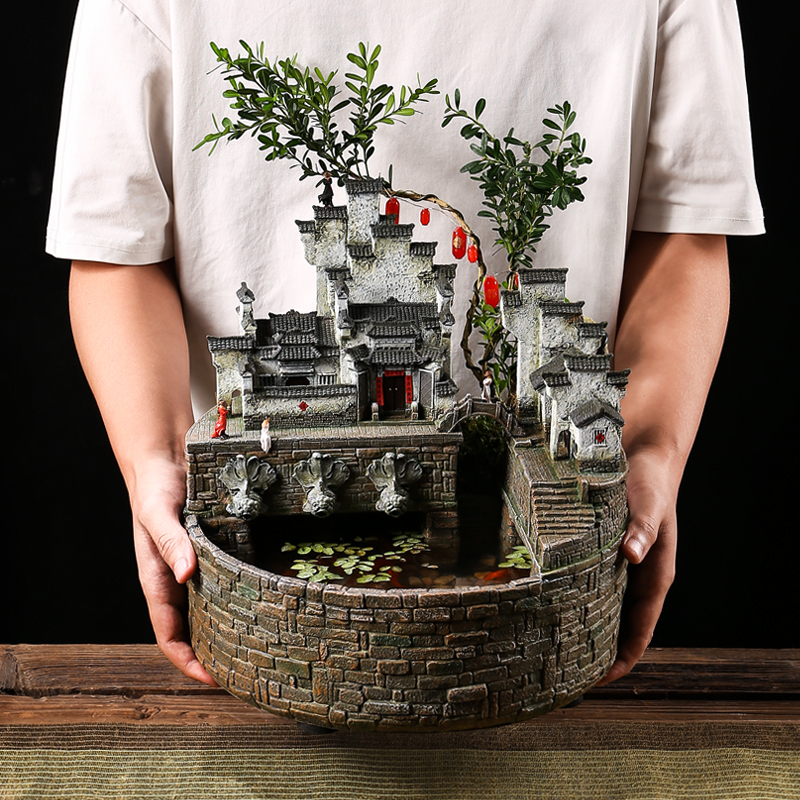 极速中式流水摆件茶几循环水客厅B生财创意家居装饰办公室桌面开