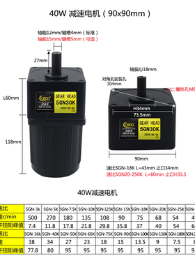 极速调速交流减速电机220V6-40x0W15W25W90W200W齿轮马达正反转