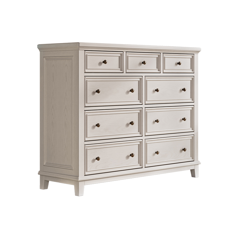 极速美式实木斗柜卧室九斗柜白蜡木客厅七斗白色抽屉X式储物收纳