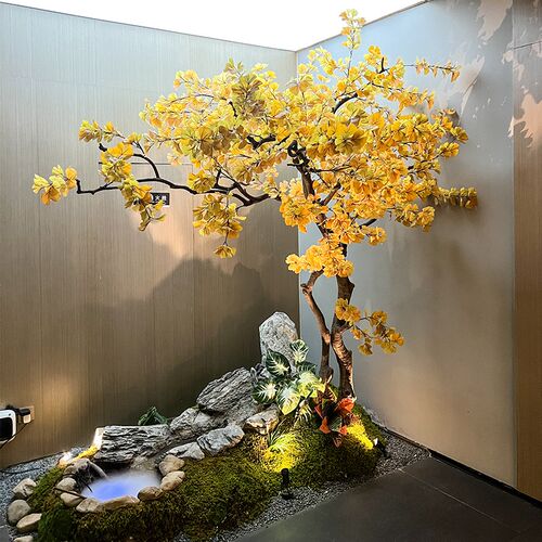 新品高端银杏树仿真绿植r假树橱窗装饰造景室内外简约景观落地大