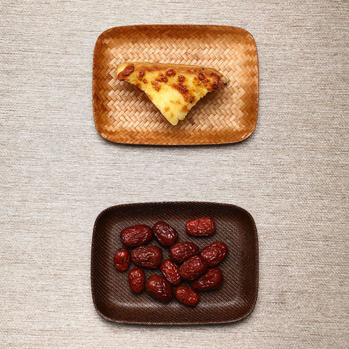 极速碟子篮迷你盘小吃复古竹制品日式托盘家用点心干X果盘手工果