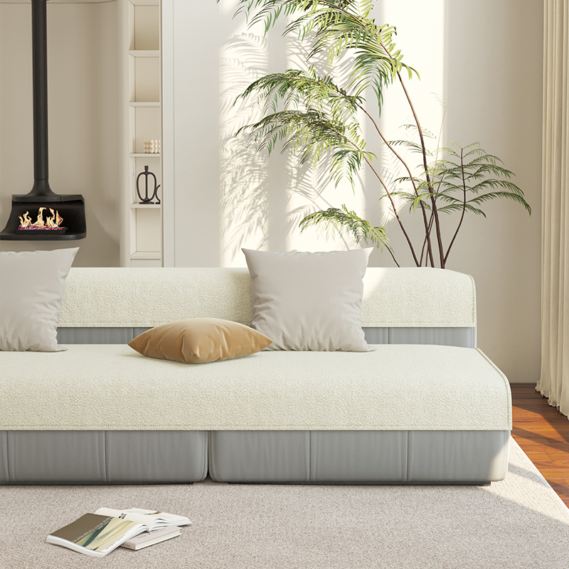 极速【芊芊郡主】奶油白沙发垫子皮坐C垫靠背专用四季通用盖布202