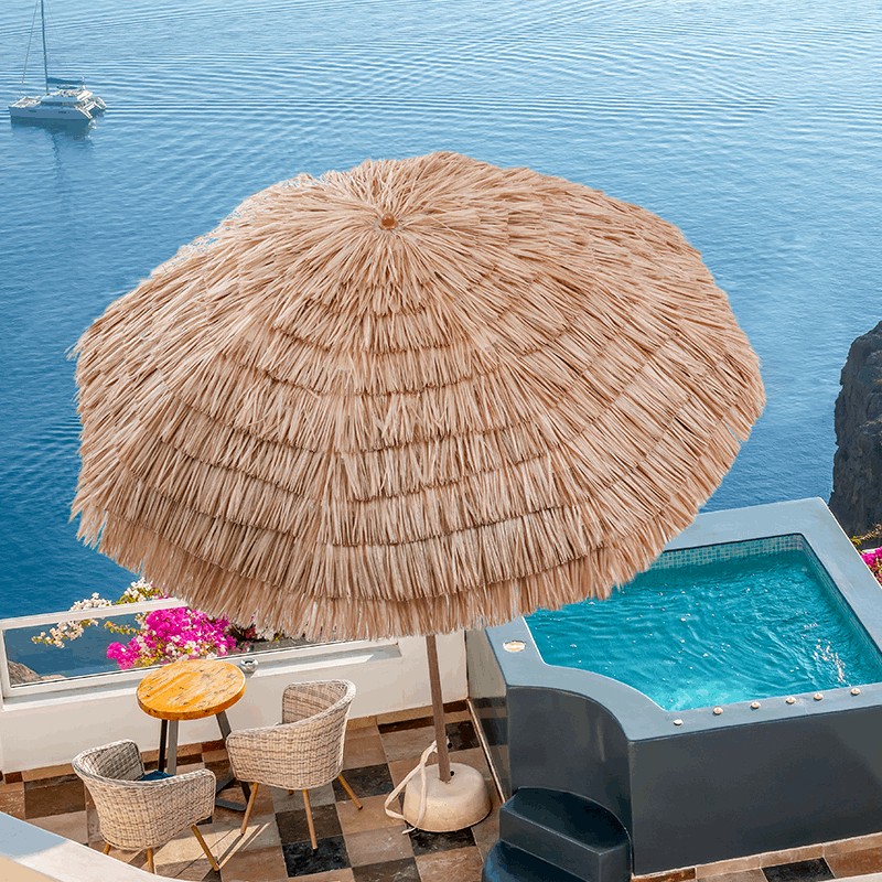 极速茅草中柱伞遮阳伞防风雨露营太阳伞户K外庭院伞便携式网红稻