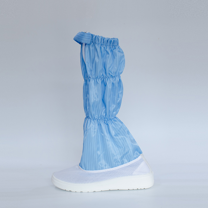 极速鞋PU新款高筒m靴软底防静电鞋透气白色蓝色男女长筒靴无尘靴