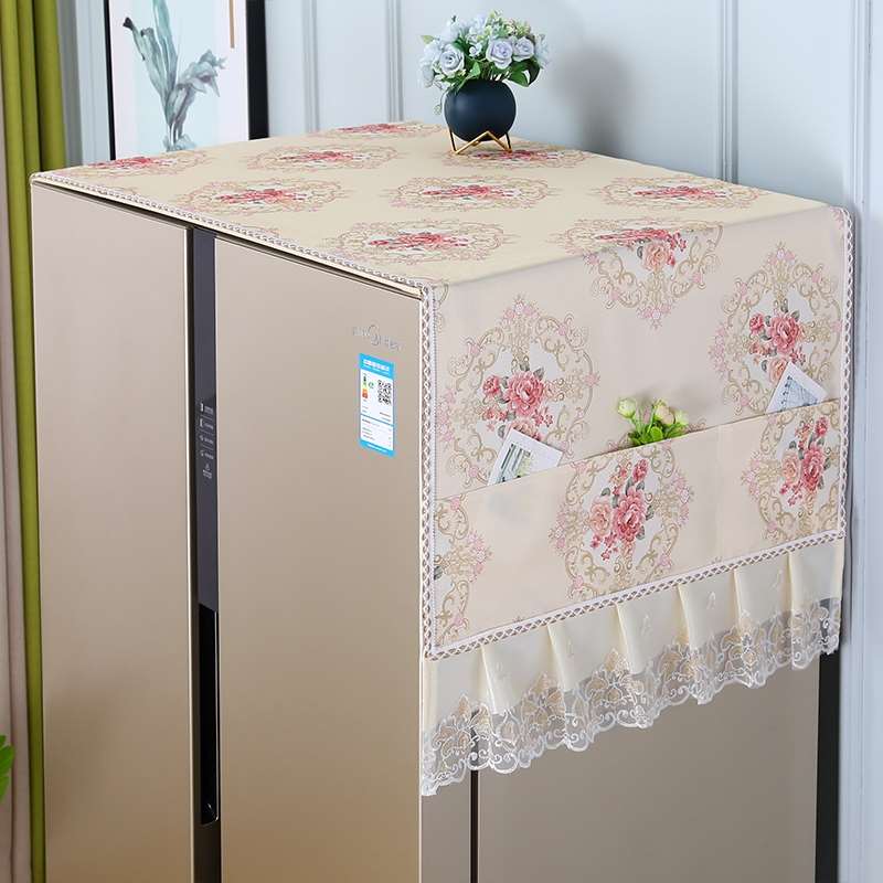 极速2023新款冰箱顶防尘罩家用双门F蕾丝可收纳挂袋双门盖巾盖布