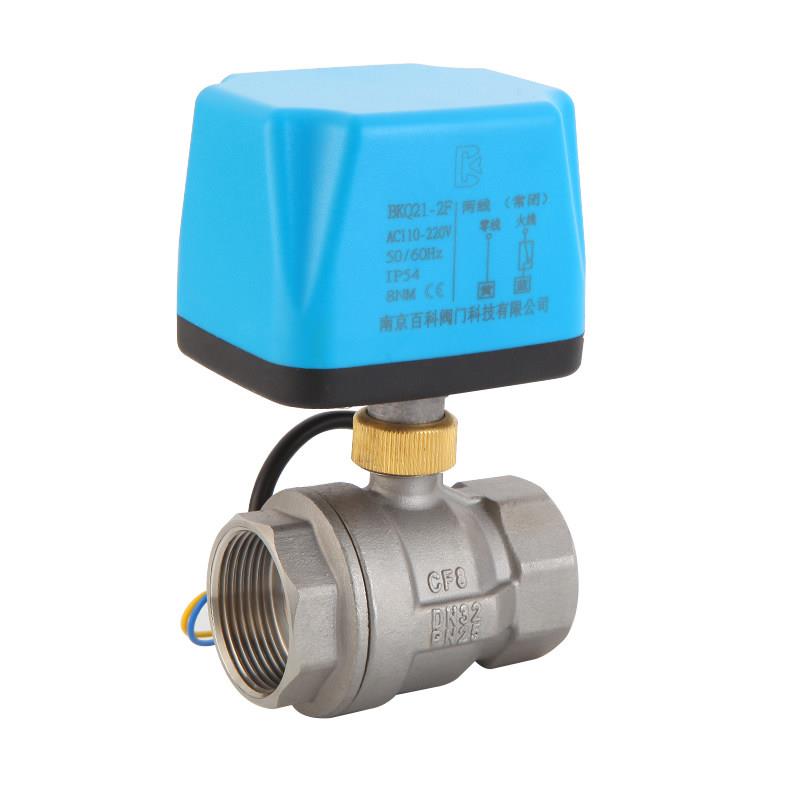 极速新品新品304不i锈钢常闭电动球阀两线水阀二C通P阀常开220V12