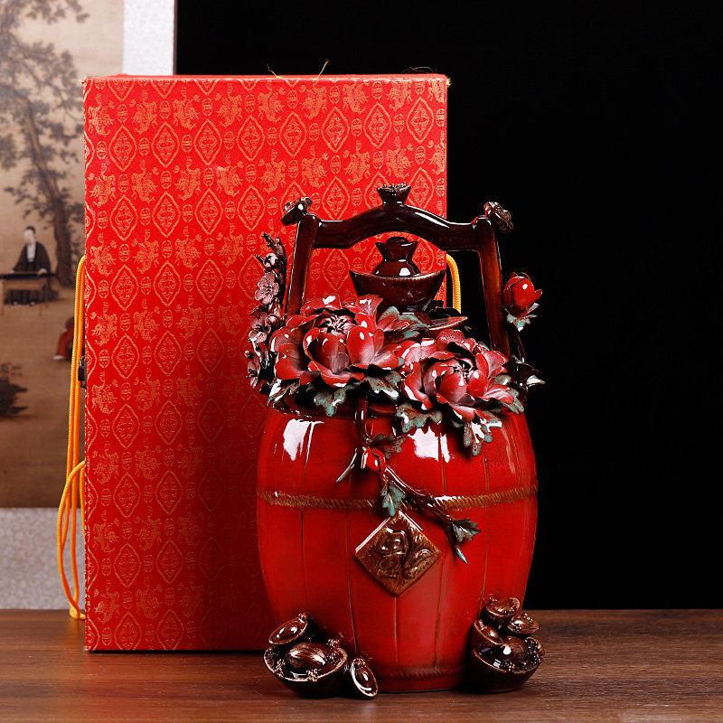 极速新品创意c一桶天下牡丹花陶瓷摆饰J办公室桌面装饰酒柜家居客,家居饰品,落地摆件,淘宝优惠券,粉丝福利购,淘宝优惠卷