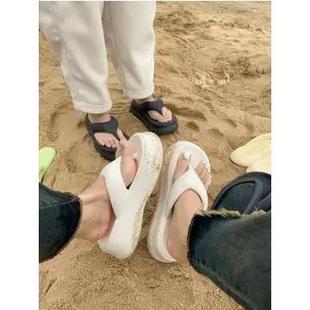 网红拖鞋 人字拖2025新 海边沙滩厚底女夏季 外穿增高夹脚踩屎感时尚