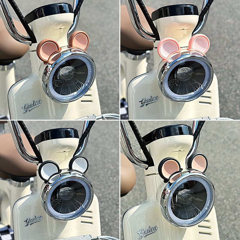 可爱熊耳朵电动摩托车装饰女生头盔卡通车贴爱玛台铃雅迪汽车贴纸