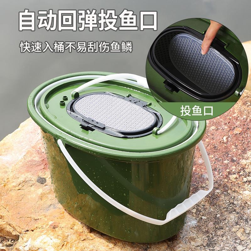 溪流活鱼桶双层加厚路亚打水桶溪流装备鱼箱钓鱼桶双层水桶二合一