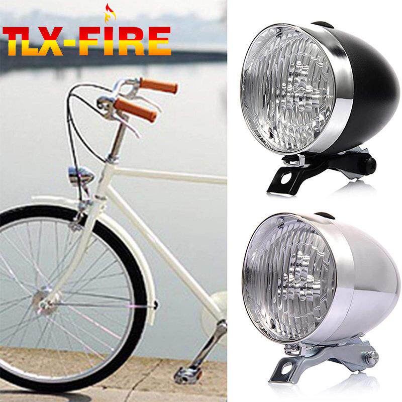 复古前灯山地车 铝合金骑行夜骑装备LED户外自行车怀旧前大照明灯