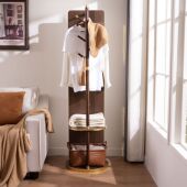 可旋转实木穿衣镜高级金边挂衣架旋转全身镜落地立式 置物客厅家用