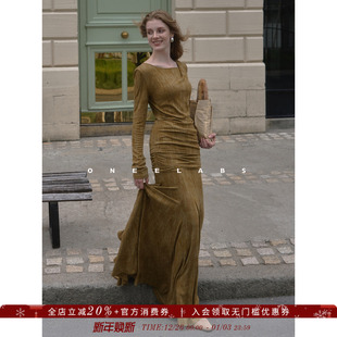 半身裙套装 上衣 秋冬美拉德色系气质不对称捏褶正肩长袖 ONEELABS