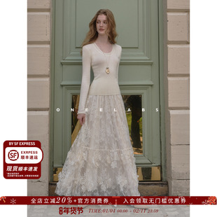 ONEELABS原创品牌 U领坑条修身显瘦羊毛打底衫女春冬长袖针织上衣