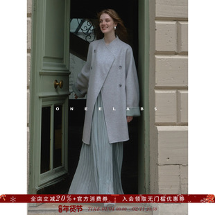 ONEELABS原创品牌 蓝色风琴压褶半身裙女秋冬长款垂感百褶a字半裙