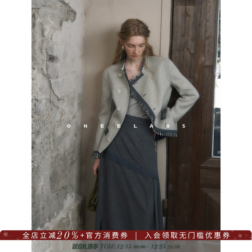 ONEELABS原创品牌 可双面穿 正肩修身版型 100羊毛短款双面呢大衣