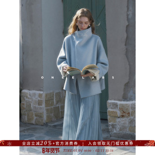 ONEELABS原创品牌 可双面穿 定位珠花绣工艺 100绵羊毛双面呢大衣