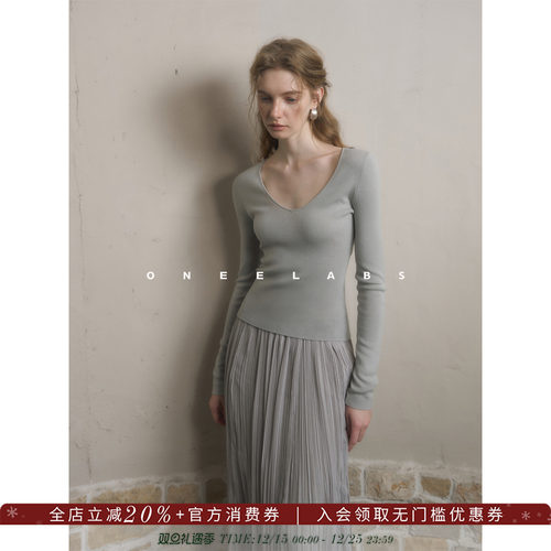 ONEELABS原创品牌 羊毛软糯亲肤打底衫女秋冬修身配大衣针织上衣