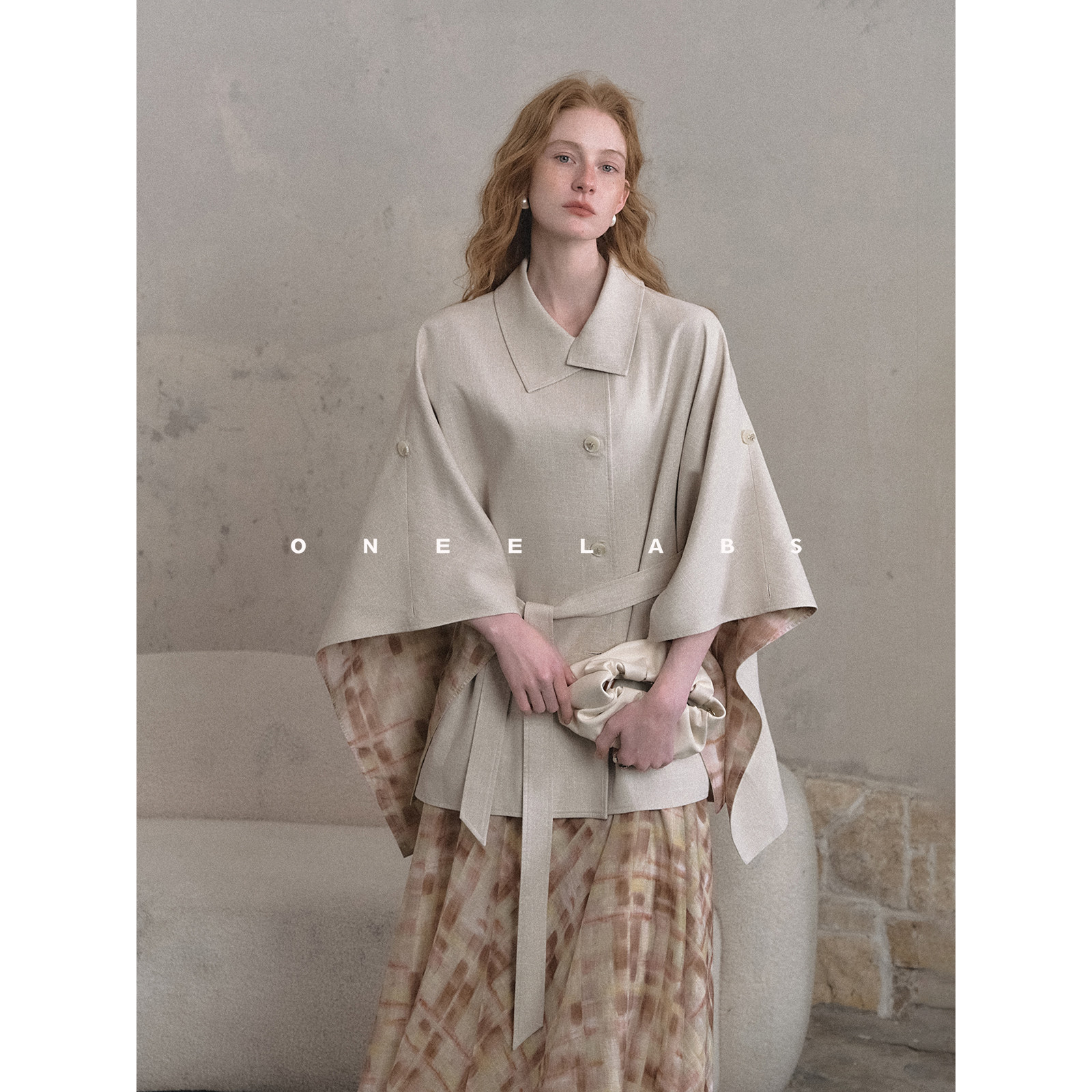 ONEELABS原创品牌 亚麻/莱塞尔混纺 设计感不规则风衣外套+半身裙,女装/女士精品,时尚套装,淘宝优惠券,粉丝福利购,淘宝优惠卷