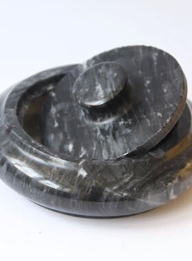 云石天然大理石防摔圆形烟灰缸