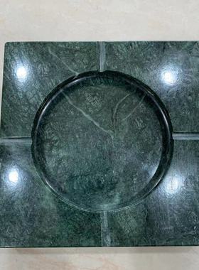 高端大理石玉石烟灰缸方形石头新款防水卧室ins风灵璧石印度绿