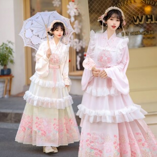 汉洋折衷服套装 刺绣原创汉服明制汉服马面裙罩裙洛丽塔春夏款