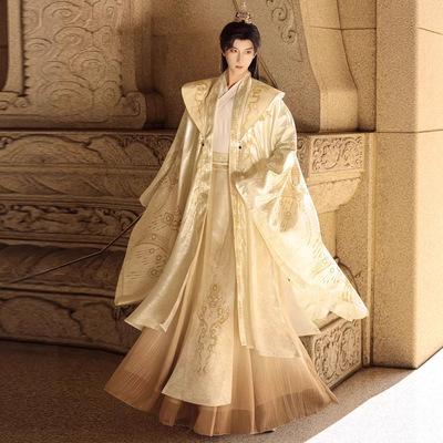 原创魏晋制2026新款汉服影视舞台表演帝王古装霸气提花大祭司套装