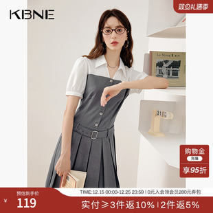 裙 收腰显瘦衬衫 KBNE连衣裙女气质拼接小众设计感裙子2025夏装 新款