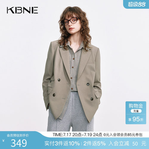 KBNE摩卡棕长袖休闲西装外套女26春季新款小个子气质通勤西服上衣