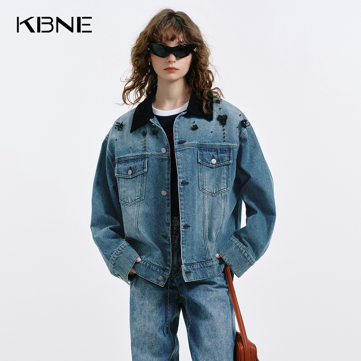 【来了就好】KBNE巴恩风水洗蓝色牛仔短外套