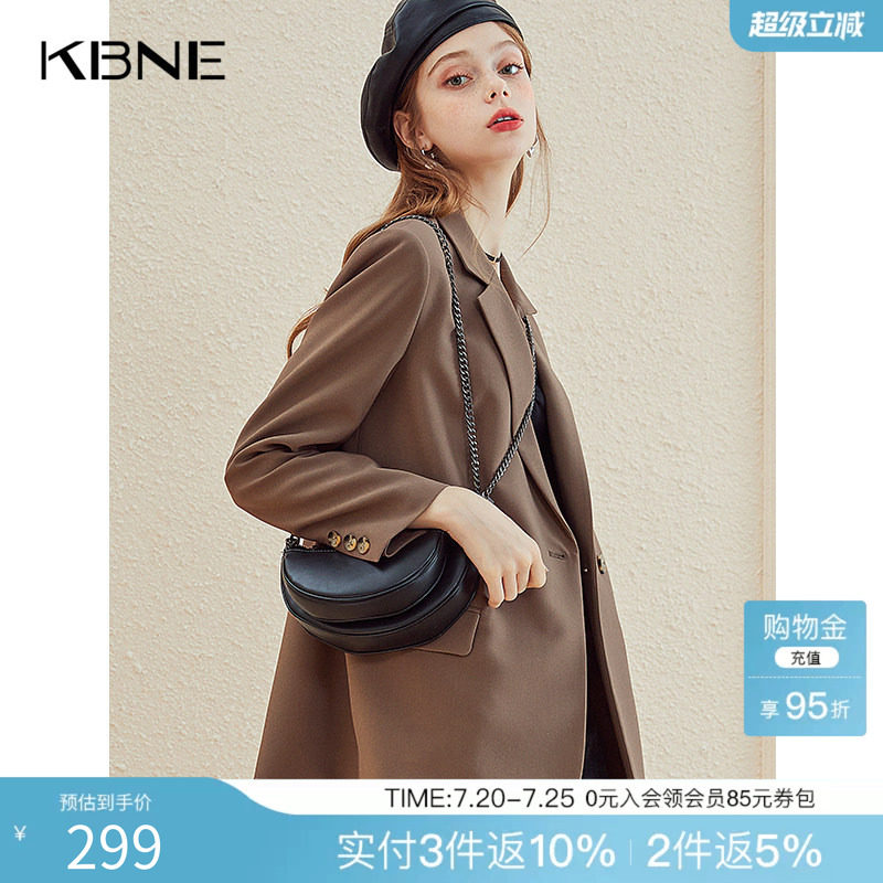 西装外套女春秋咖色上衣 kbne2025春季新款长袖小个子休闲小西服