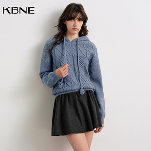 【欢欢专属】KBNE高级感宽松长袖抽绳连帽针织衫